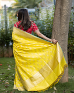 Load image into Gallery viewer, Benaras Silk Jhumka Buti Silver Gold Saree
