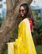 Load image into Gallery viewer, Benaras Silk Jhumka Buti Silver Gold Saree
