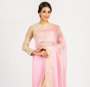 Kota Silk Rosella Resham Border Embroidery Saree