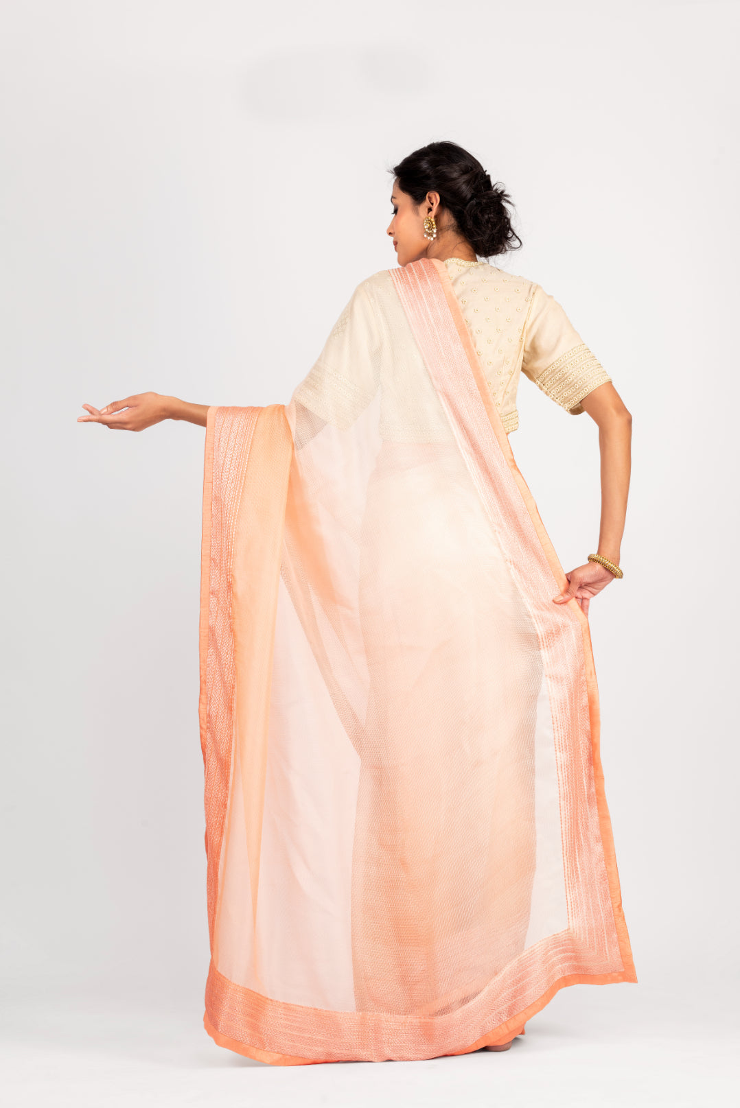 Kotah Silk 3 Shade Ombre Saree with Embroidered Chawal Tanka Border