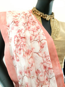 Kota Silk Floral Jaal Digital Print Saree