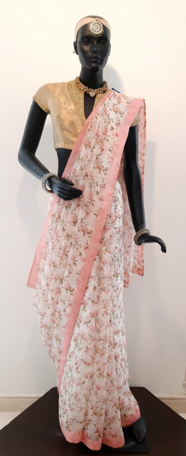 Kota Silk Floral Jaal Digital Print Saree
