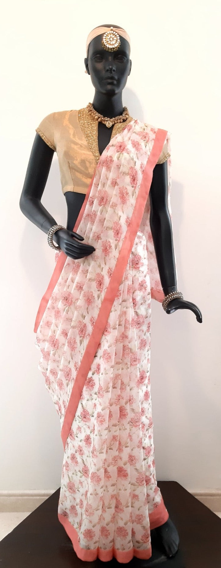Kota Silk Floral Jaal Digital Print Saree
