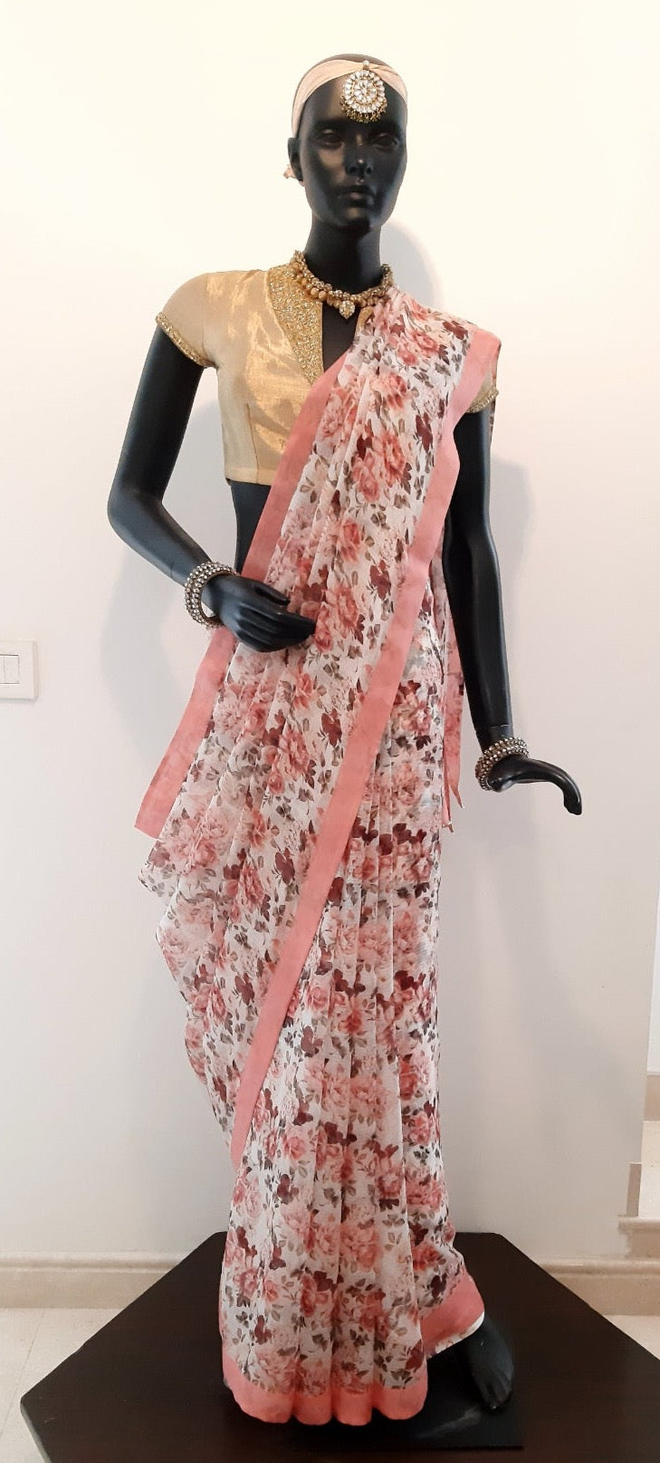 Kota Silk Floral Jaal Digital Print Saree