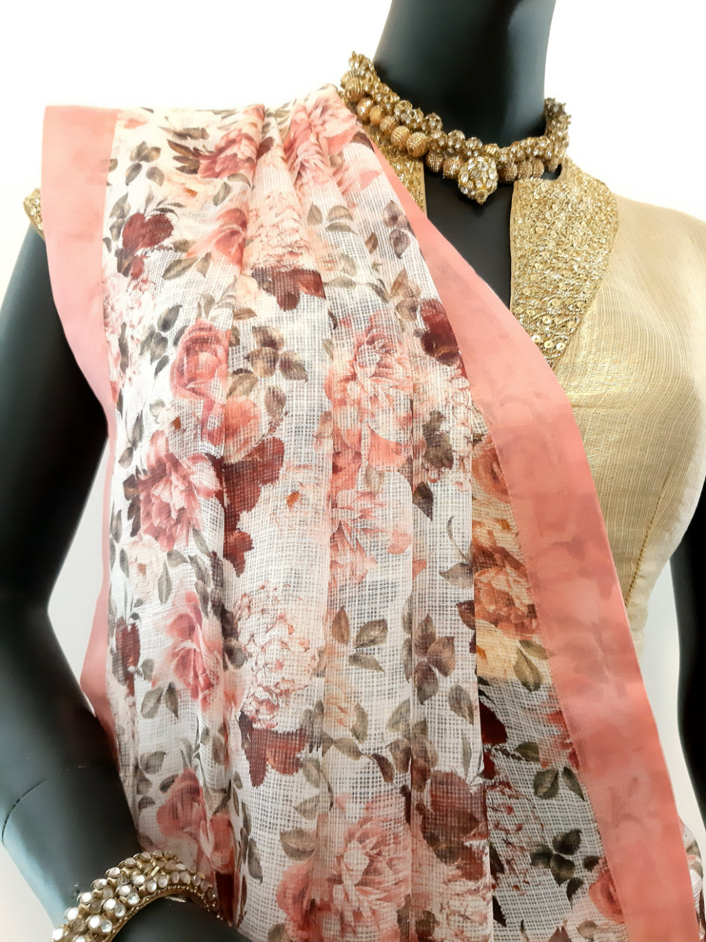 Kota Silk Floral Jaal Digital Print Saree