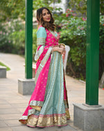 Load image into Gallery viewer, Woven Chanderi Lehenga Small Mughal Buti Embroidery with Gota Dupatt

