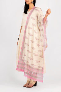 Pashmina Shawl with Pink Buta Jaal Print