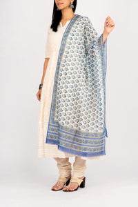 Pashmina Shawl With Blue Flower Jaal Print