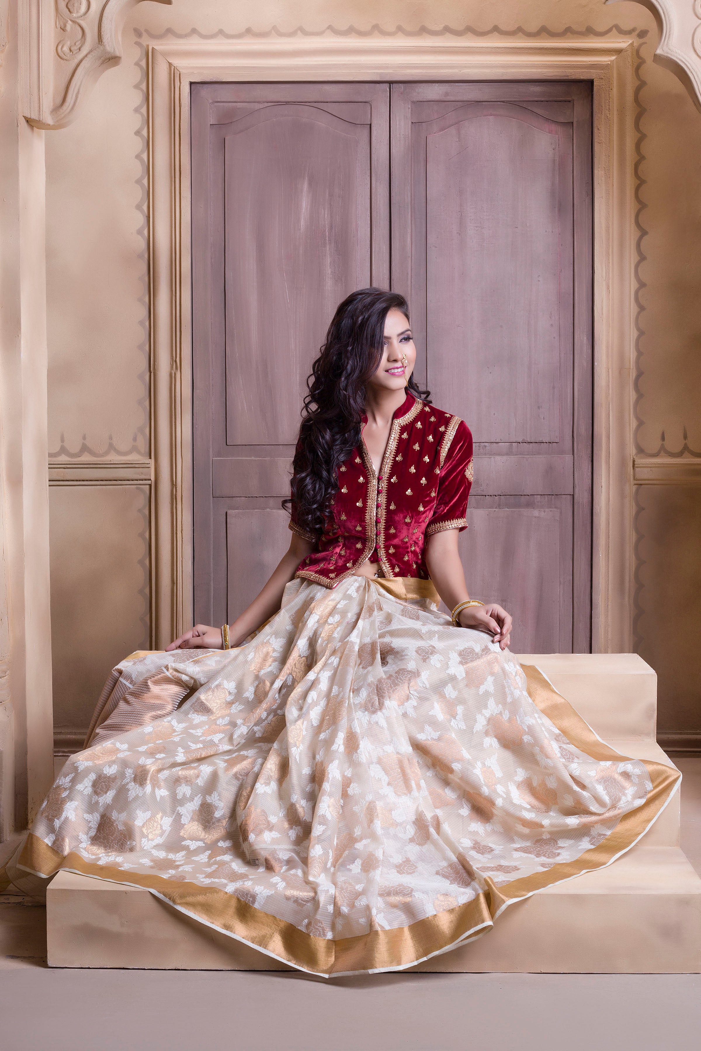 Kota Tissue Rose Jaal Saree
