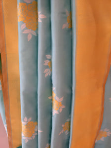 Benaras Silk Cluster Rose Katan Resham Buti Saree