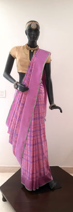Load image into Gallery viewer, Banarasi Satin Tartan Weave Mauve Saree
