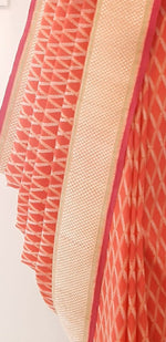 Load image into Gallery viewer, Benaras Silk Graded Diamond Jaal Silver-Gold Zari Coral Saree
