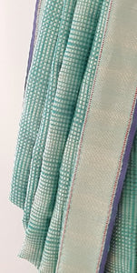 Benaras Silk Zari Char Khana Aqua Saree