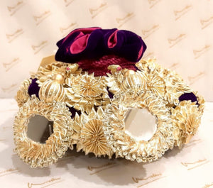 Velvet Cluster Gota Flower Round Potli