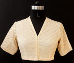 Load image into Gallery viewer, Tissue Chanderi Resham Herringbone Diagonal Embroidery Off White Blouse

