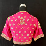 Load image into Gallery viewer, Matka Silk Gota Patti Round Buti Fuchsia Blouse

