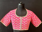 Load image into Gallery viewer, Dupion Silk Mughal Herringbone Fuchsia Blouse
