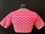 Load image into Gallery viewer, Dupion Silk Mughal Herringbone Fuchsia Blouse
