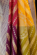 Load image into Gallery viewer, Benaras Silk Chaar Rang (4-colour) Palla with Zari Buti Saree
