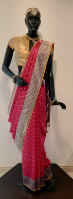 Load image into Gallery viewer, Benaras Silk Chaar Rang (4-colour) Palla with Zari Buti Saree

