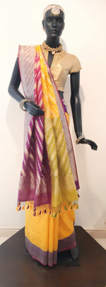 Load image into Gallery viewer, Benaras Silk Chaar Rang (4-colour) Palla with Zari Buti Saree
