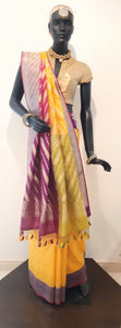 Benaras Silk Chaar Rang (4-colour) Palla with Zari Buti Saree