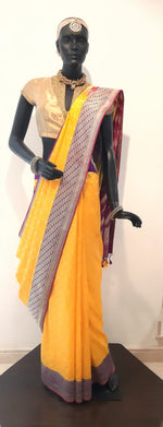 Load image into Gallery viewer, Benaras Silk Chaar Rang (4-colour) Palla with Zari Buti Saree
