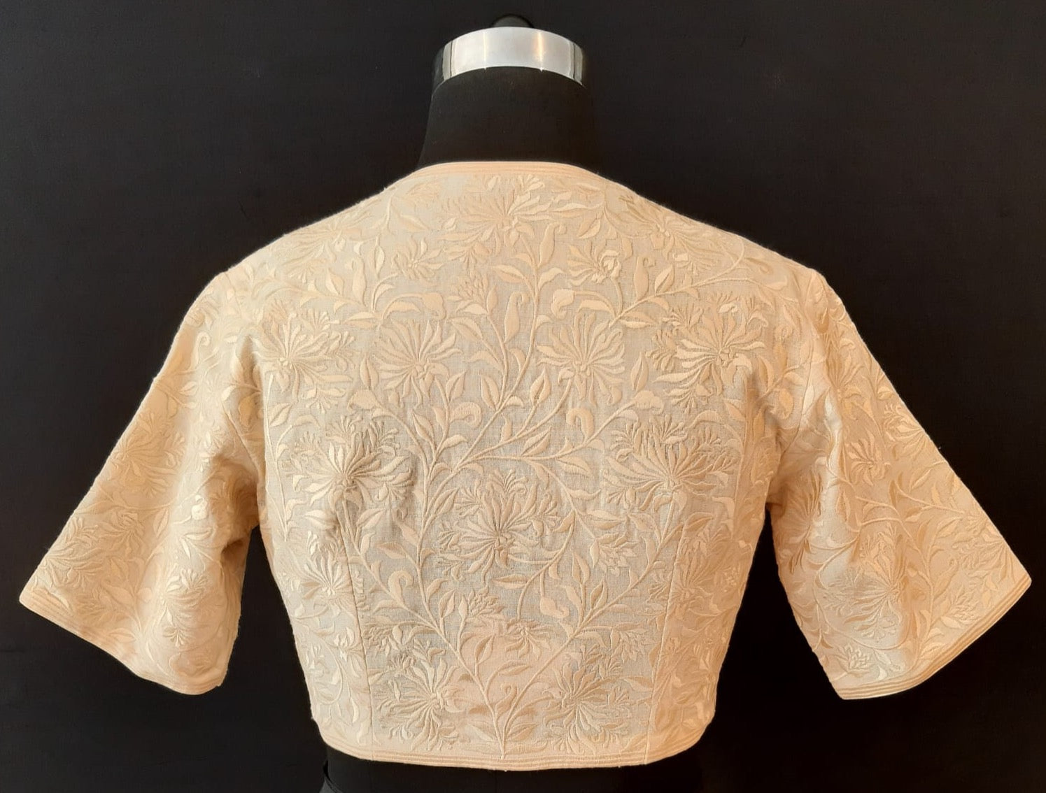 Dupion  Silk Gulistan Resham Jaal Cream Blouse