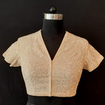 Load image into Gallery viewer, Tissue Chanderi Resham Flower Jaal Off White Blouse
