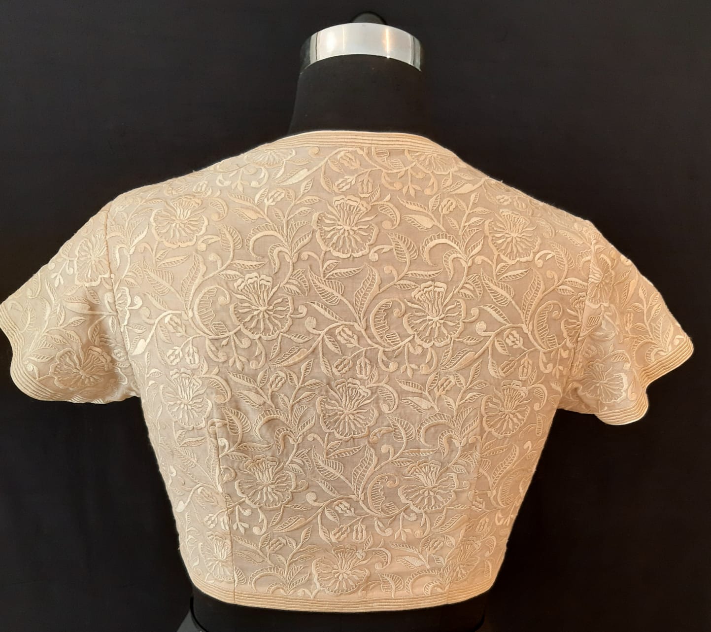 Tissue Chanderi Resham Flower Jaal Off White Blouse