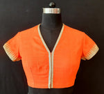 Load image into Gallery viewer, Dupion Silk Egyptian Lotus Orange Blouse
