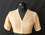 Load image into Gallery viewer, Tissue Chanderi Pearl &amp; Resham Flower Beige Blouse
