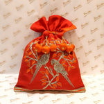 Load image into Gallery viewer, Dupion Silk Parrot Design Potli
