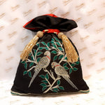 Load image into Gallery viewer, Dupion Silk Parrot Design Potli
