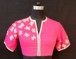 Load image into Gallery viewer, Dupion Titli Design Fuchsia Blouse
