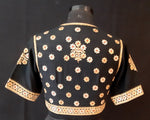 Load image into Gallery viewer, Matka Silk Gota Patti Round Buti Black Blouse
