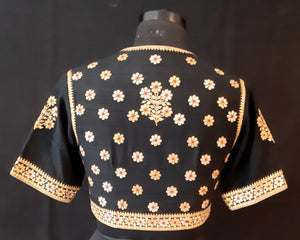 Matka Silk Gota Patti Round Buti Black Blouse
