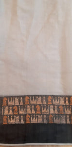 Kotah Shatranj Buti Silver/Gold with Black Border Saree