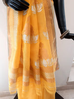 Load image into Gallery viewer, Kota Cotton Buddha Palla Yellow Saree

