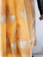 Load image into Gallery viewer, Kota Cotton Buddha Palla Yellow Saree
