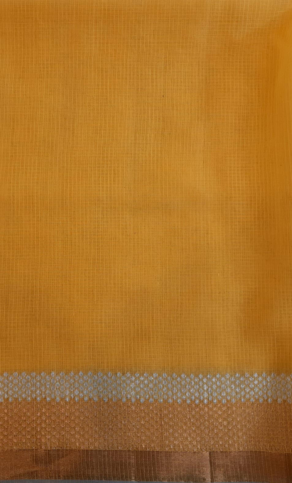 Kota Cotton Buddha Palla Yellow Saree