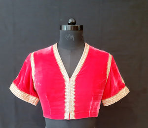 Velvet Dori Embroidery Fuschia Blouse
