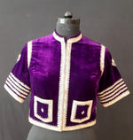 Load image into Gallery viewer, Velvet Dori Embroidery Small Flower Buti Purple Jacket Blouse
