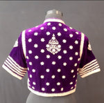Load image into Gallery viewer, Velvet Dori Embroidery Small Flower Buti Purple Jacket Blouse
