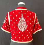 Load image into Gallery viewer, Velvet Dori Embroidery Small Flower Buti Red Jacket Blouse
