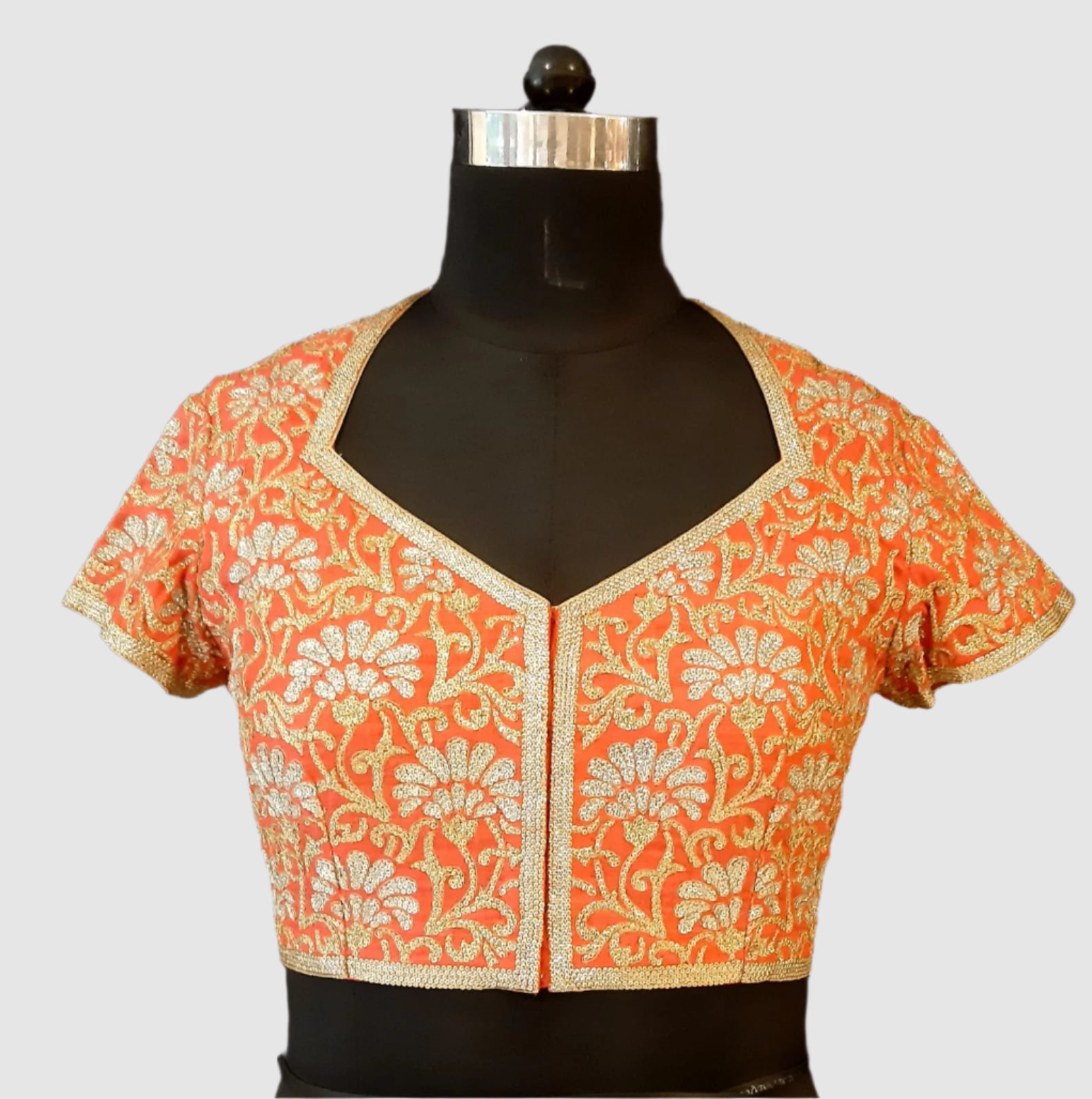 Matka Silk Dhaliya Flower Jaal Red Blouse