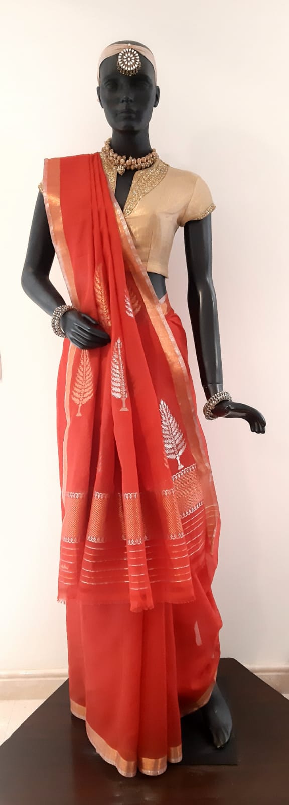 Kota Cotton Cypress Tree Buti Saree (On Palla)