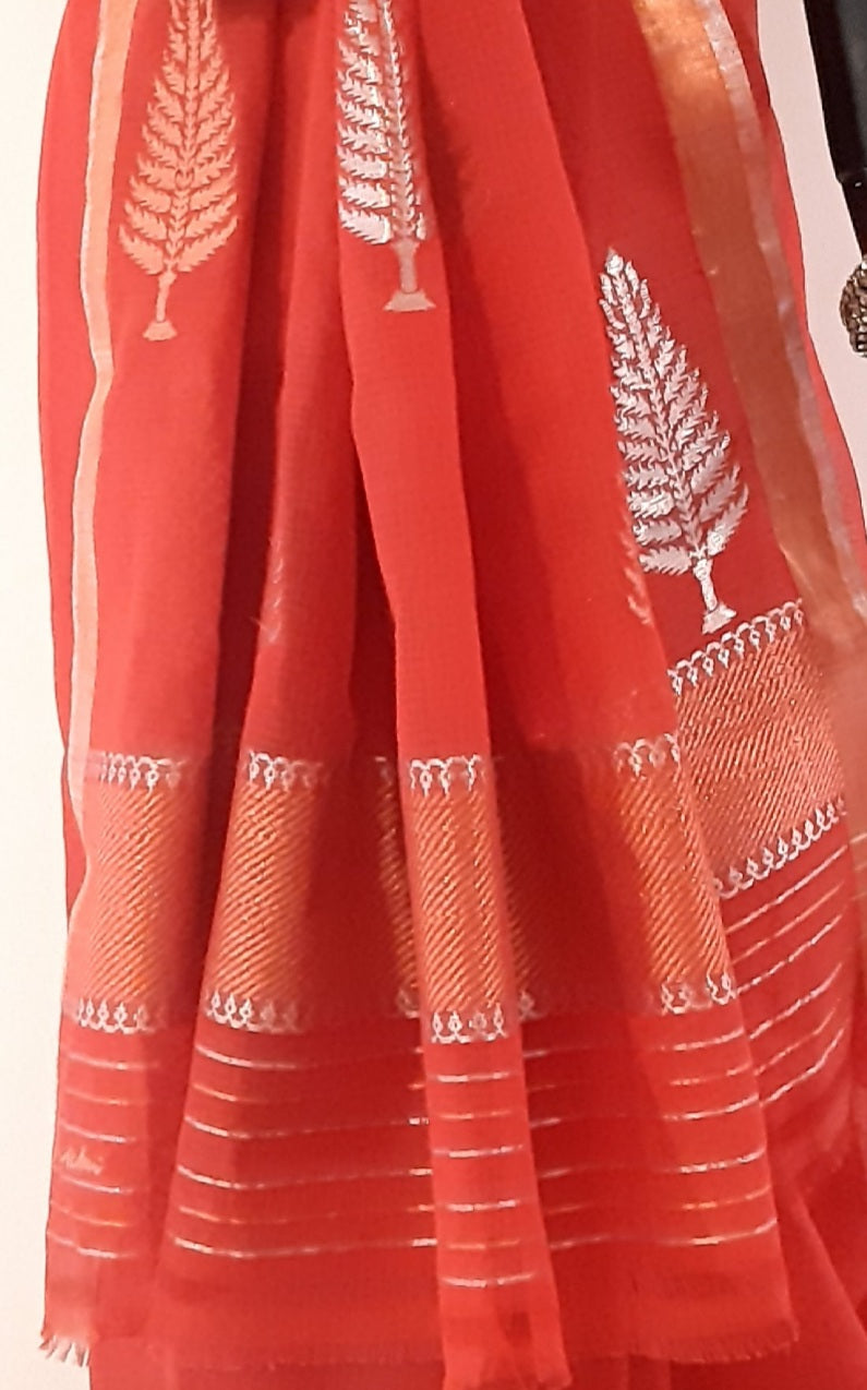 Kota Cotton Cypress Tree Buti Saree (On Palla)