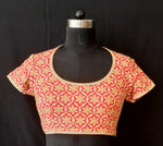 Load image into Gallery viewer, Matka Silk Diamond Flower Jaal Red Blouse
