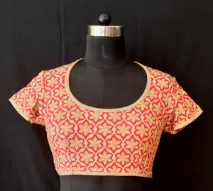 Matka Silk Diamond Flower Jaal Red Blouse